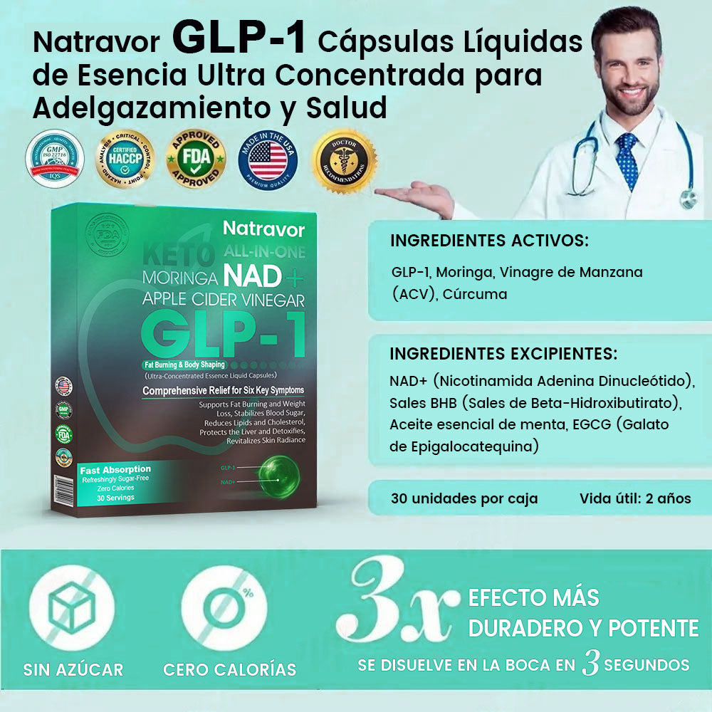 [Tienda oficial] Natravor® GLP-1 Slimming Essence Pearls 🍏｜Triple acción: NAD⁺, moringa y vinagre de manzana｜⚡ Quema rápida de grasa y equilibrio metabólico｜Avalado por expertos en investigación de la obesidad