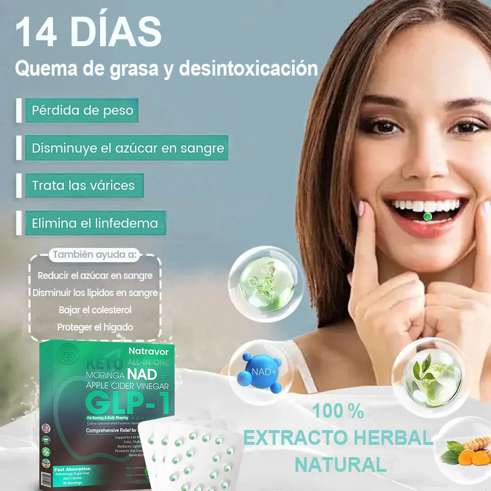 [Tienda oficial] Natravor® GLP-1 Slimming Essence Pearls 🍏｜Triple acción: NAD⁺, moringa y vinagre de manzana｜⚡ Quema rápida de grasa y equilibrio metabólico｜Avalado por expertos en investigación de la obesidad